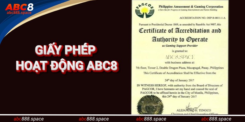 Giấy phép hoạt động rõ ràng, cụ thể & đầy đủ bởi tổ chức cờ bạc cấp